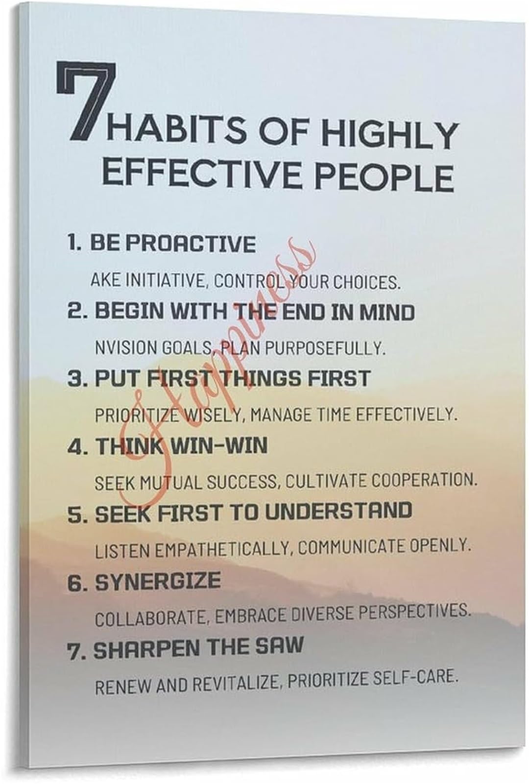 BYLSAGWHT Motivational Productivity Habits Poster Office Inspiration Wall-Art Canvas Personal Growth Quote Print Living Room Bedroom