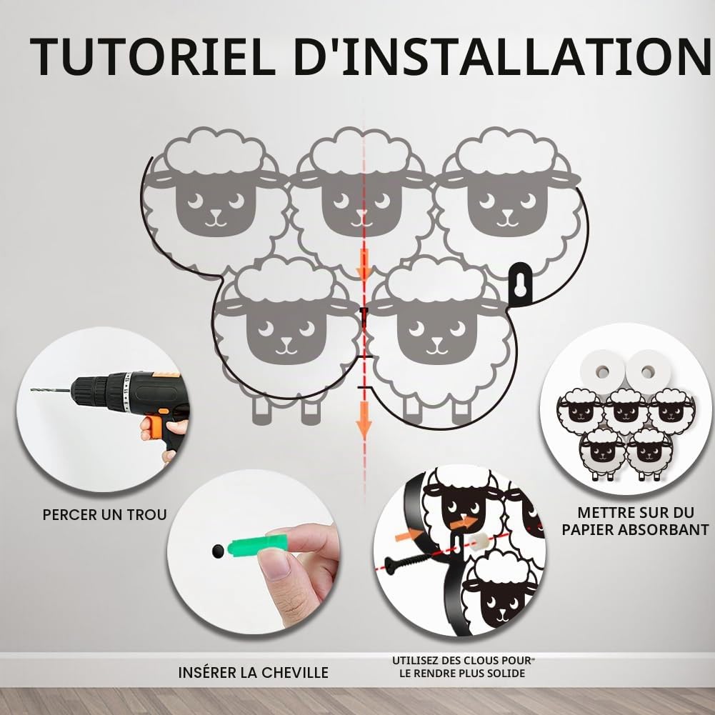 WADORN Porte Papier Hygiénique en Forme de Mouton pour 8 Rouleaux supplémentaires, Rangement de Papier Toilette en Métal d'animal de Mouton Organisateur de Papier Toilette d'animal Amusant
