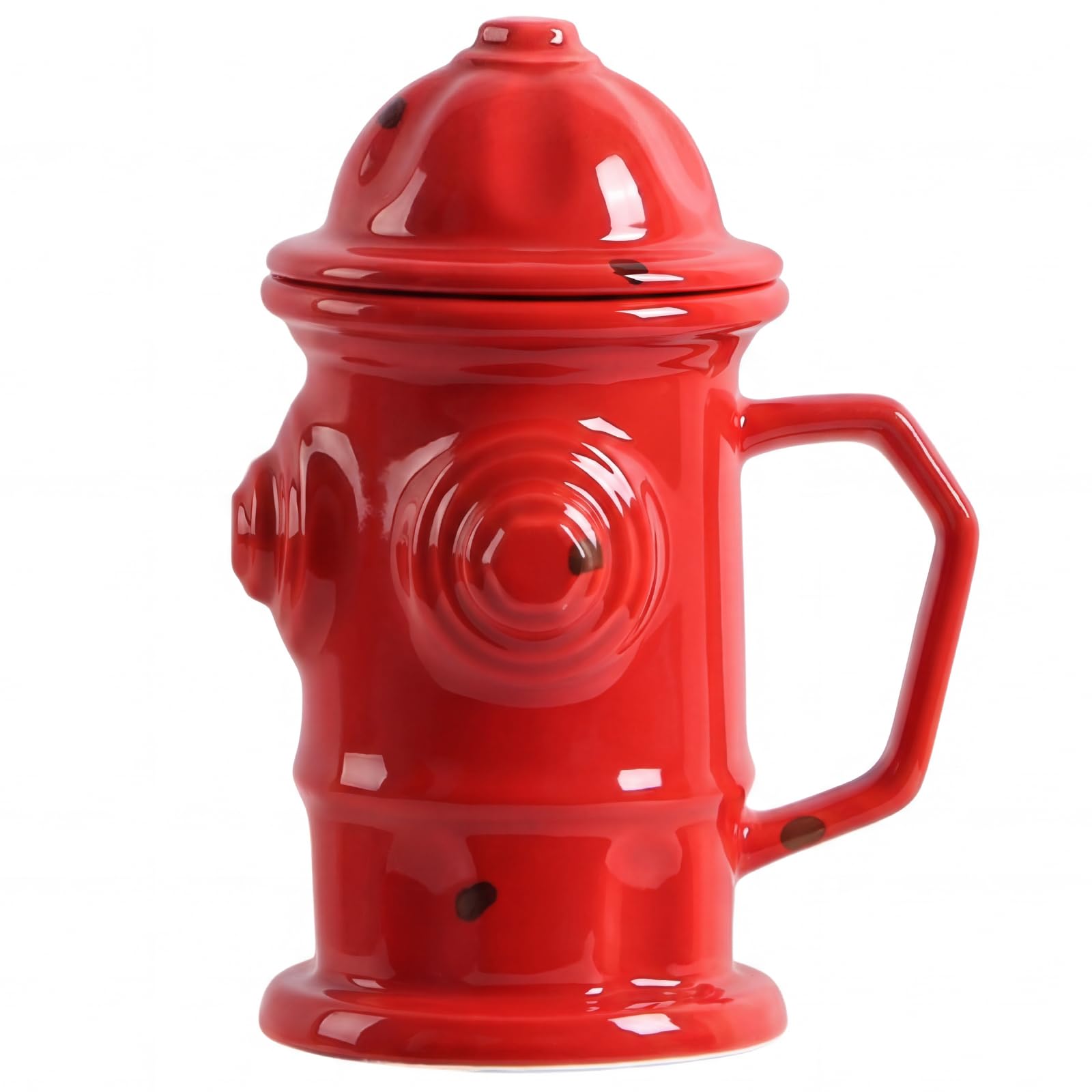 ZONSUSE Fire Hydrant Mug with Lid, Novelty Ceramic Coffee Mug, Funny Firefighter Coffee Cup, Creative Red Hydrant Tea Mug, Cool Coffee Mug Gift for Men, Fireman 400ml (Fire Plug)