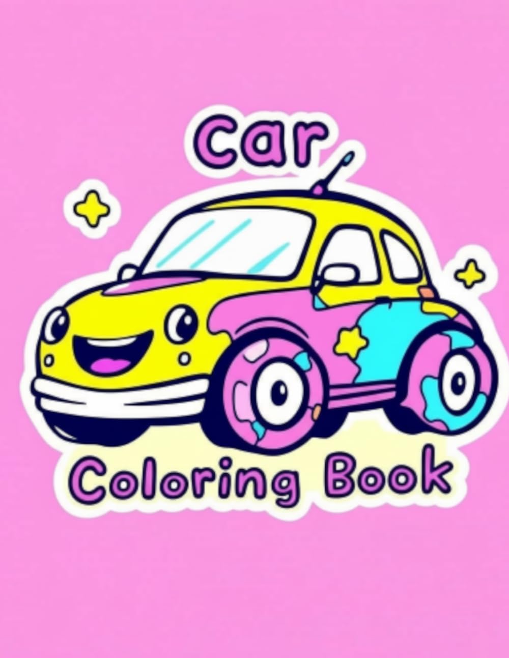 Car Coloring Book: Fun and Simple Kawaii Cars for Kids