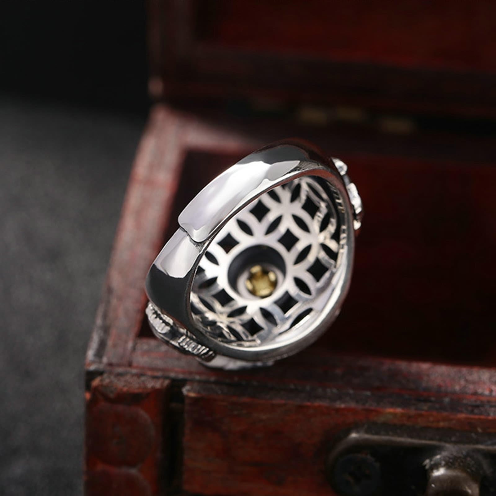 Bague de mariage YinYang Mantra en argent sterling S925 pour homme