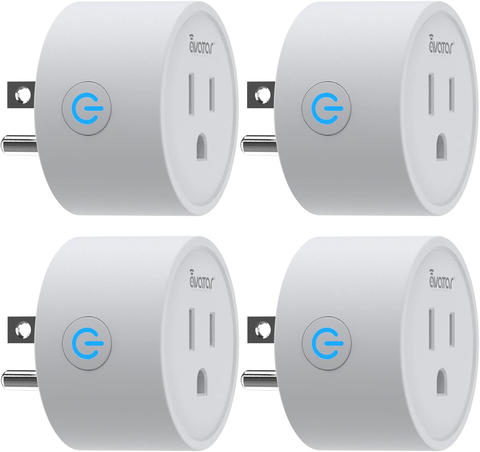 Avatar Controls4 Pack Smart Plugs Wi-Fi Outlet - Alexa/Google Home Compatible, Timer ON/OFF, Schedule Built-in App, Mini Wireless Socket, No Hub Required, White, Type A, FCC CE RoHS