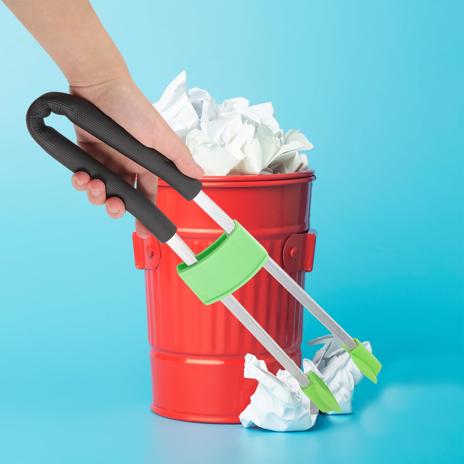 SOLUSTRE Pince de Ramassage Déchets Poignée Ergonomique Antidérapante en Alliage D'aluminium Outil Réutilisable pour Corridors et Routes