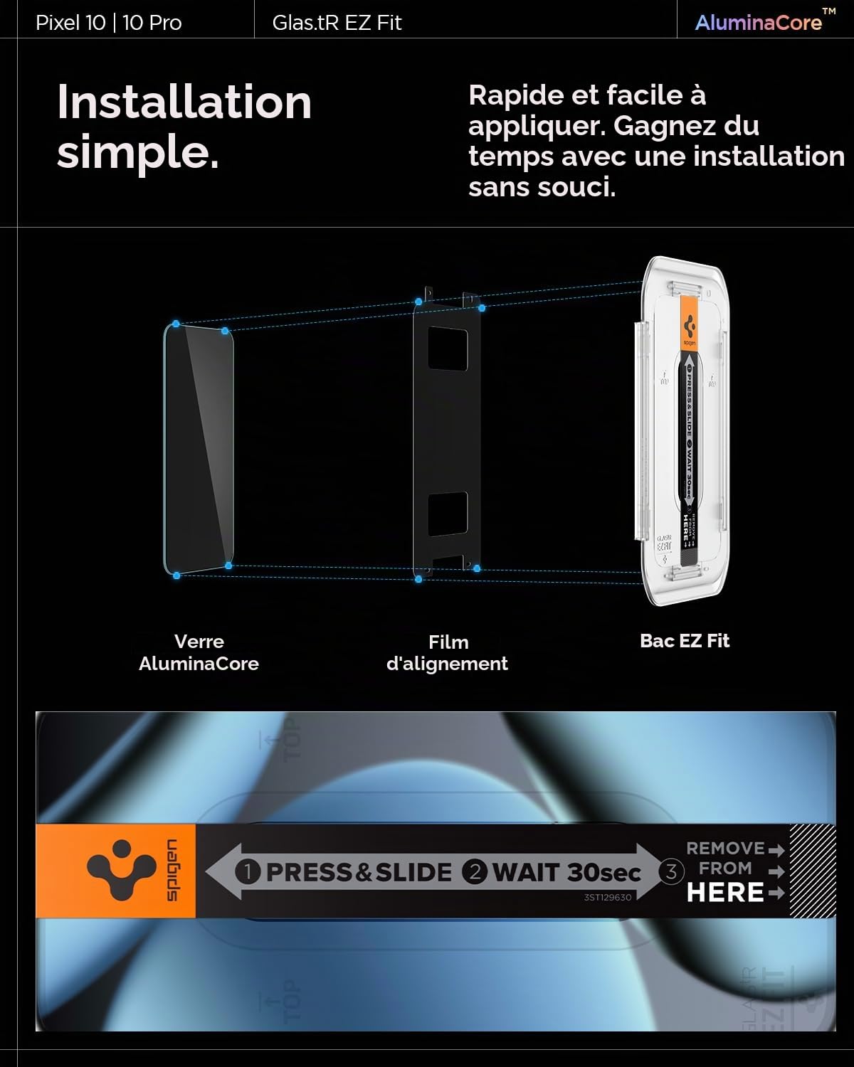 Spigen Glas.tR EZ Fit Verre Trempé pour Google Pixel 10, 10 Pro, Pixel 9, Pixel 9 Pro, 2 Pièces, Kit d'installation inclus, Dureté 9H, Résistant aux Rayures