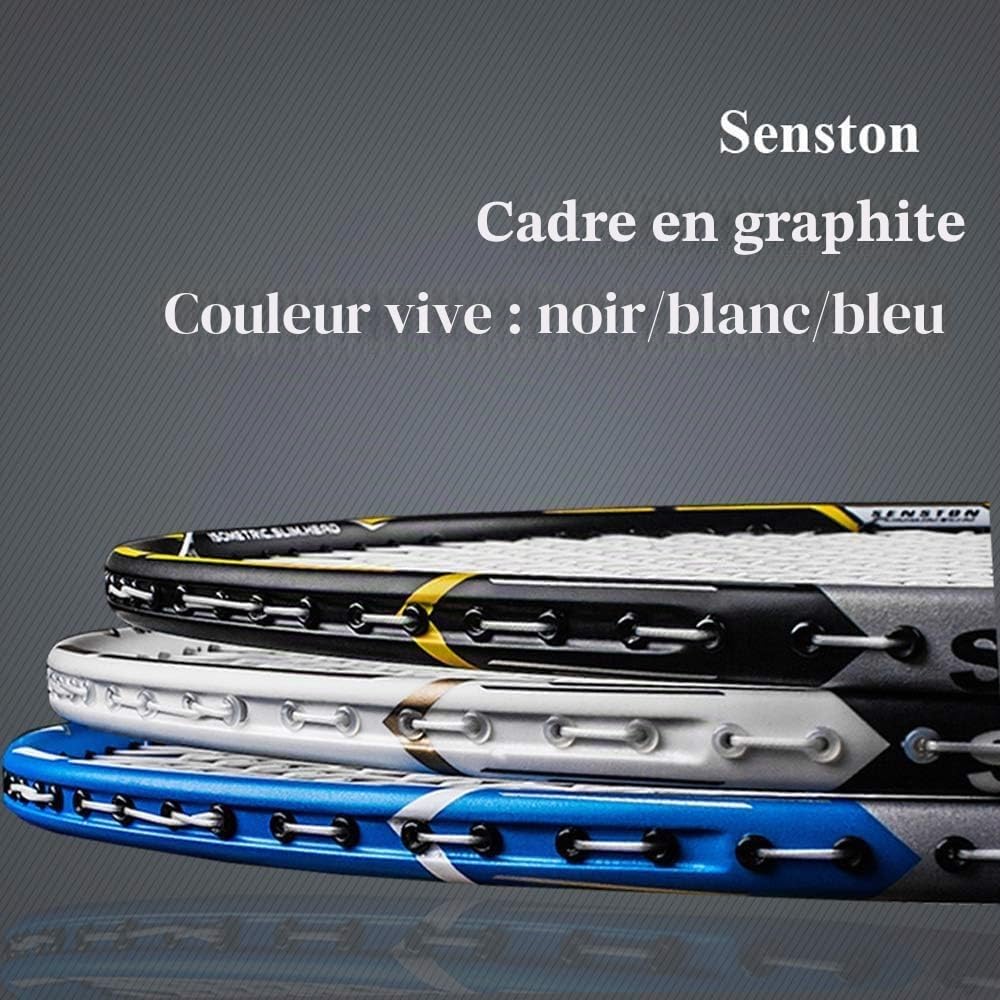 Senston S300 Haute Qualité Raquettes Badminton de Carbon-Fibre, 2 Raquette, 2 Surgrips et 6 Pièces Volants en Nylon Balles, Bonne stabilité