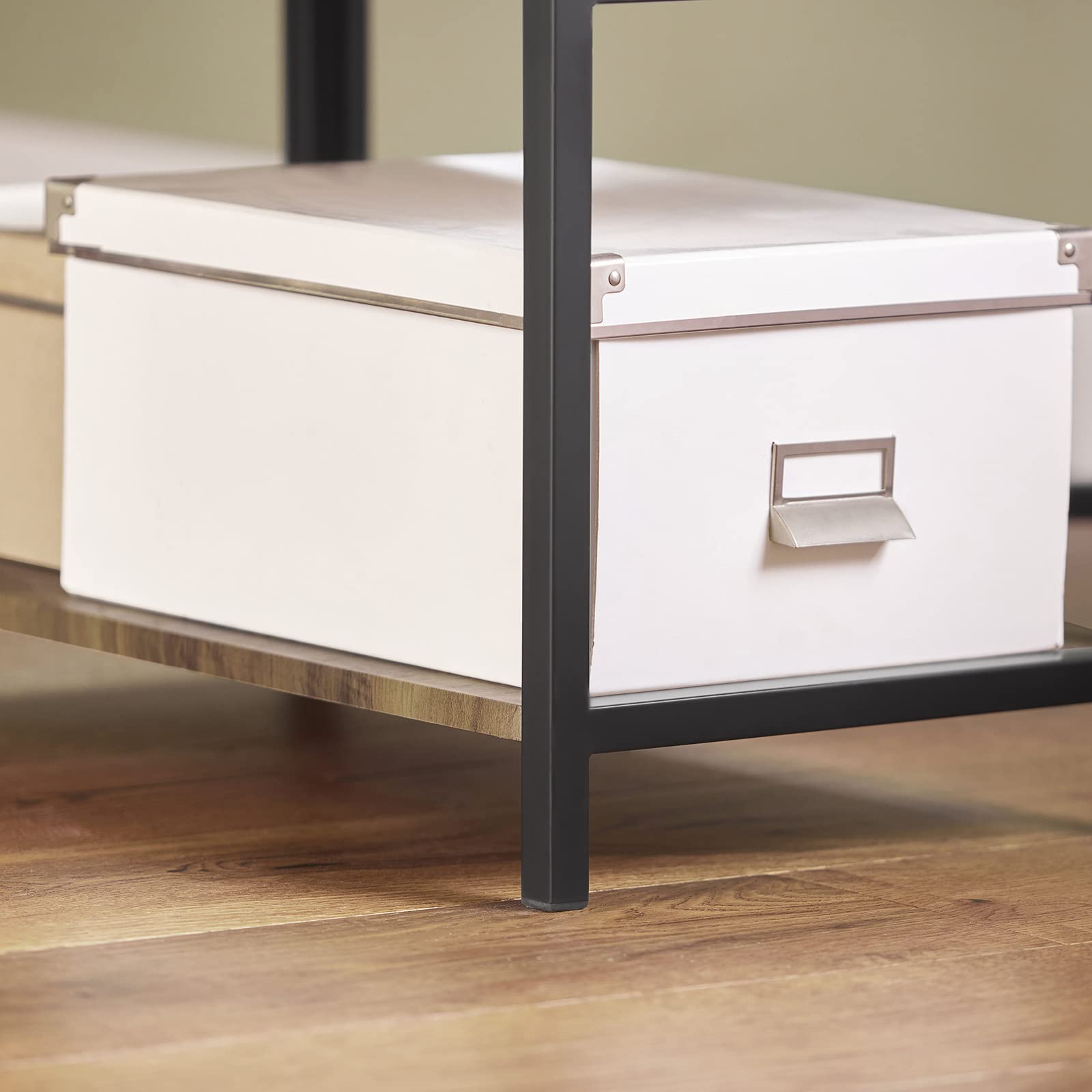 SoBuy Mesa Plegable de Almacenaje con 3 Estantes para Comedor Salón Mesa Auxiliar Escritorio Madera Ahorra Espacio FWT62-N ES