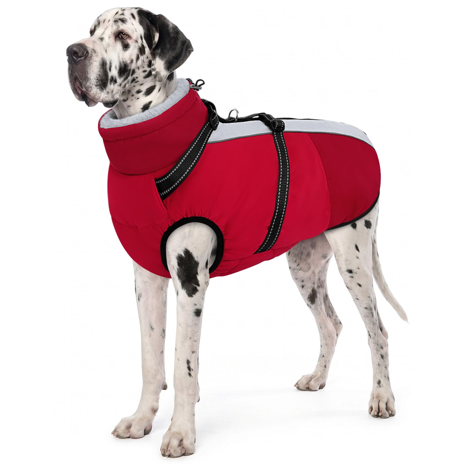 AOFITEE Dog Coat for Large Dogs Warm Waterproof Dog Jacket with Harness