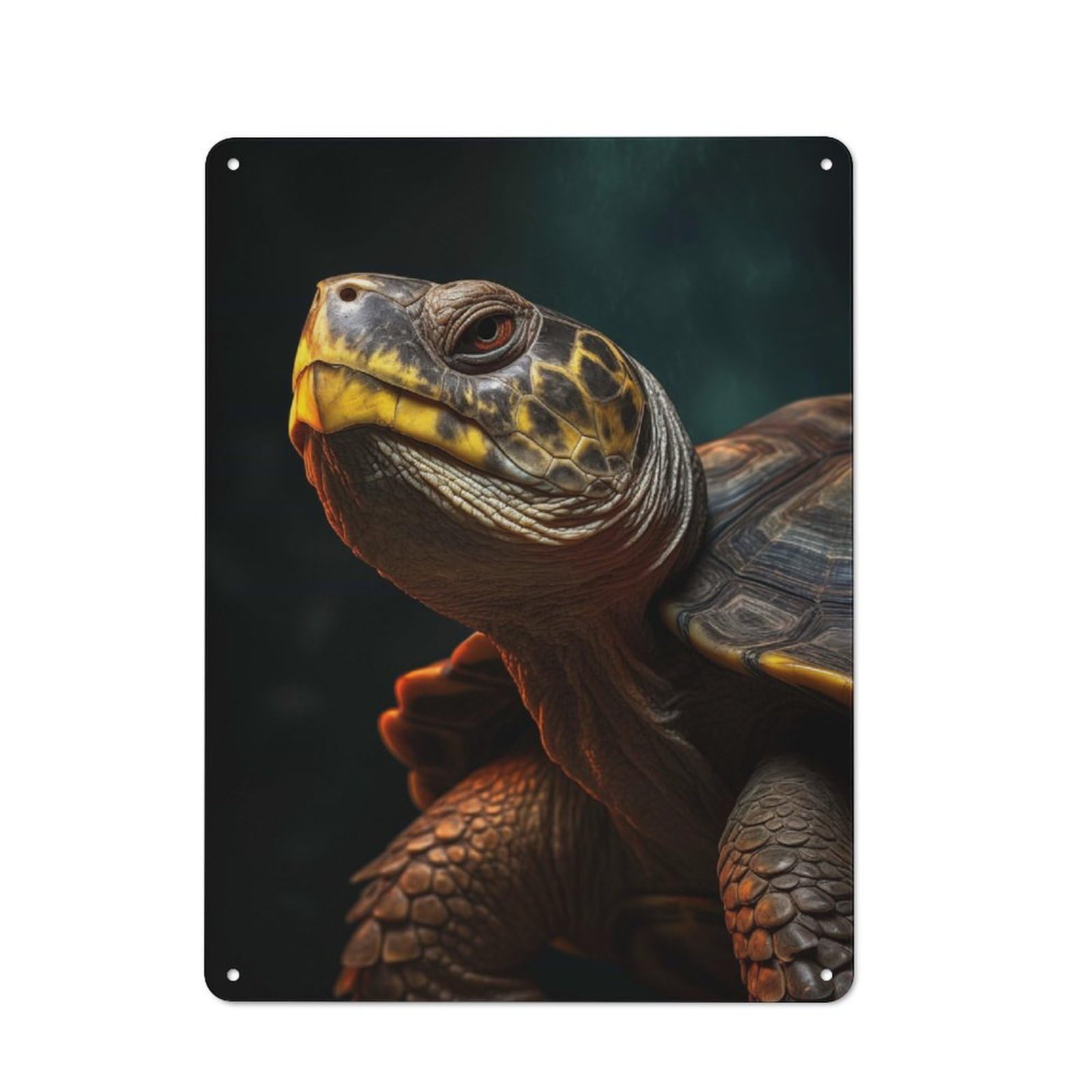 Junmoney Turtle Portrait Metal Wall Sign 40X30cm Featuring For Hallway Wall, Suited To Wall Display Collectors