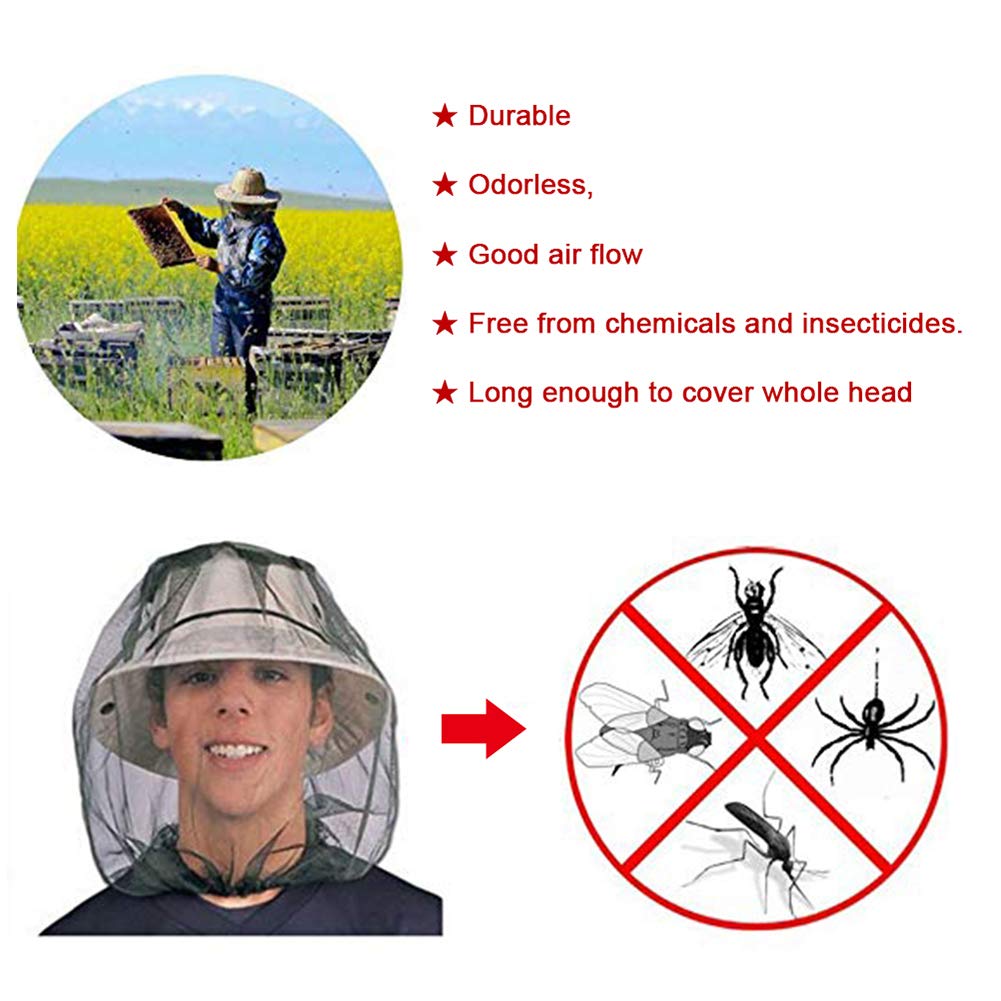 ZERONE Filet Anti-moustique Pour La Tête, Contre Les Insectes Pour La Pêche Et Le Camping