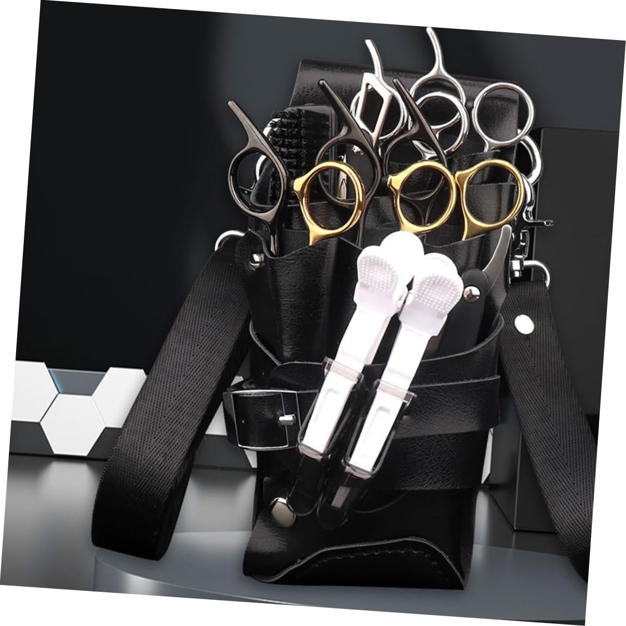 Paquet Banane de Coiffeur Paquet à Ciseaux Professionnel Pochette Rangement Outils Coiffure Portable Grosse Capacité pour Salon de Coiffure