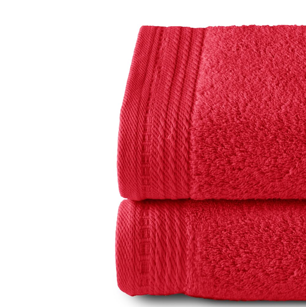 Top Towel - Premium - Large Bath Towels - Bath Towels -2 Hand Towels -50 x 100 cm - 100% Cotton - 600 g - Red - Image 2