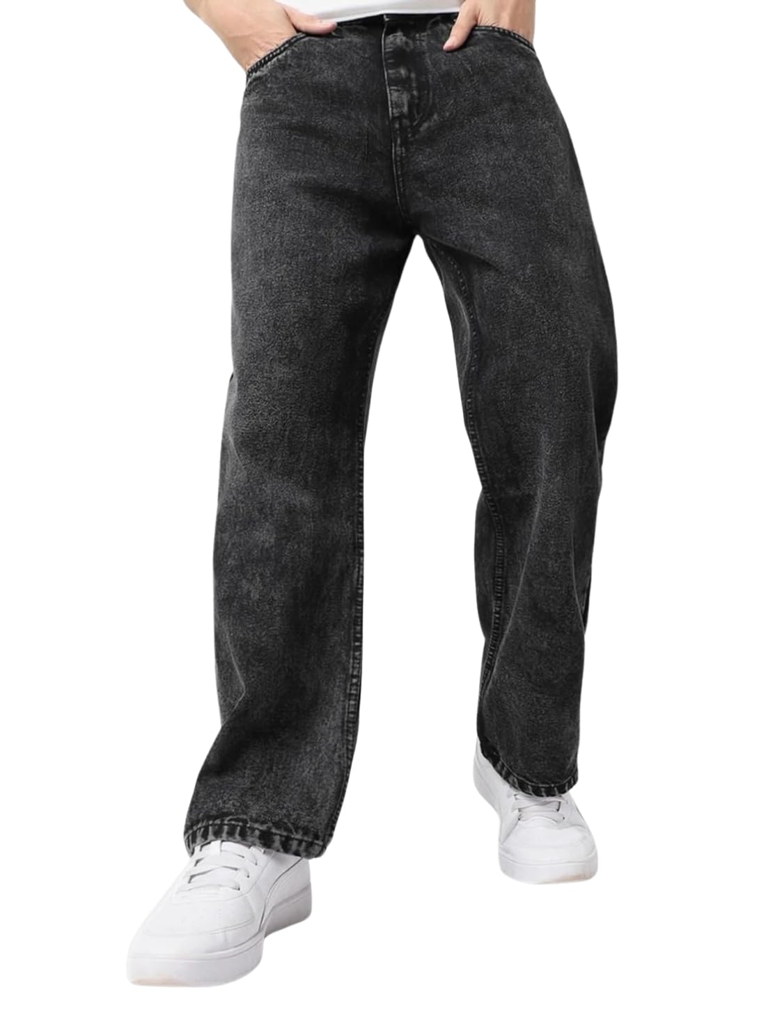 Men Straight Fit Mid Rise Black Grey Jeans | Premium Denim Pants | Button & Zip Closure | Everyday Casual Wear-image-20
