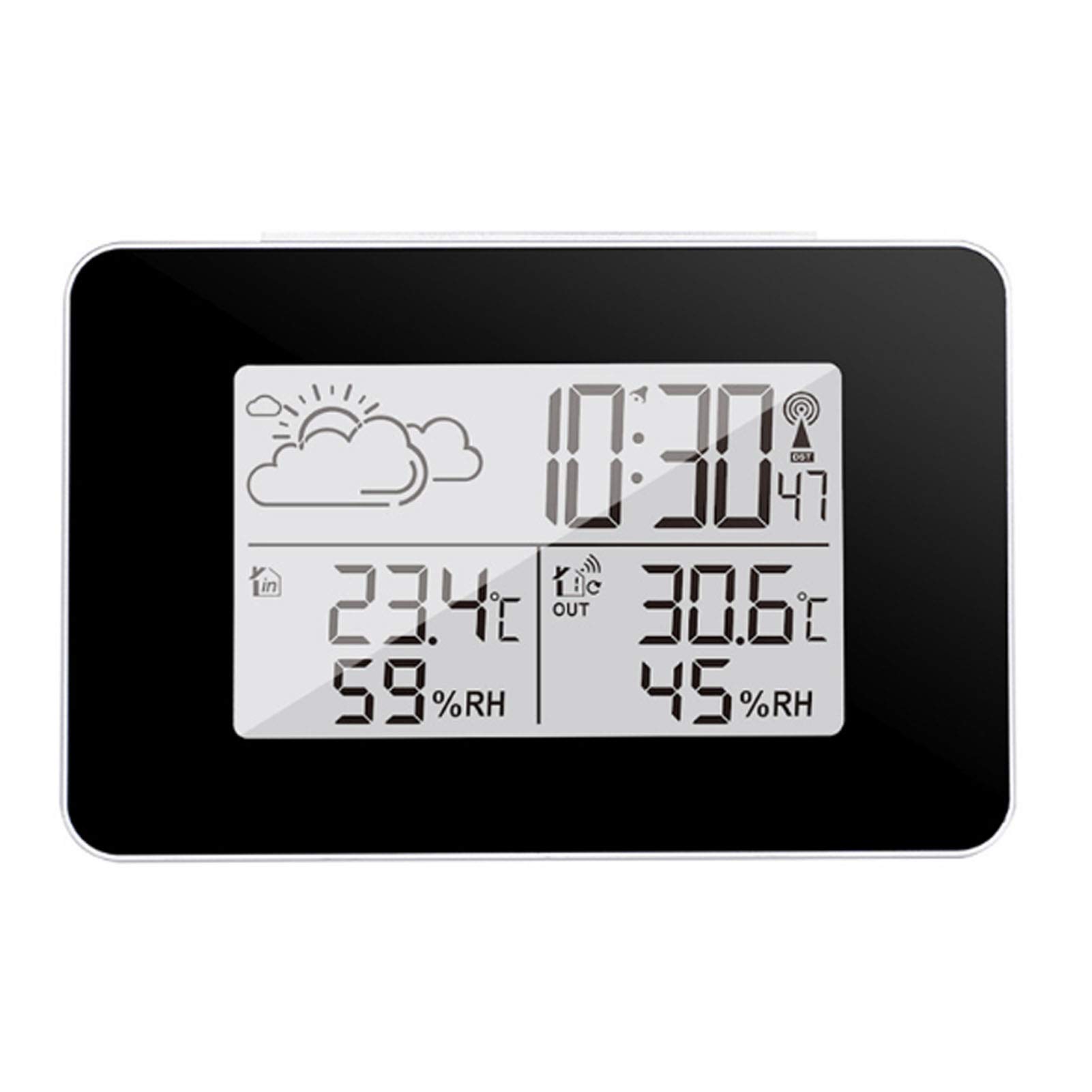 Bezprzewodowa wielofunkcyjna stacja pogodowa, zegar LCD, cyfrowy do prognozowania temperatury wilgotności z wewnętrznym czujnikiem zewnętrznym