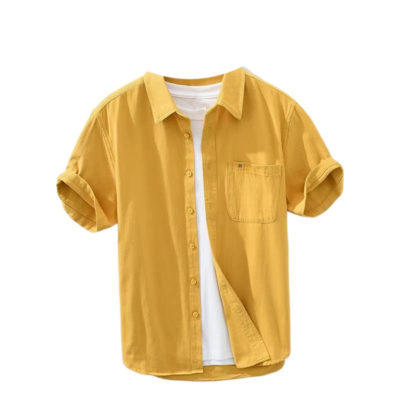 Camicetta Leggera da Uomo con Tasca applicata e Ricamo, Top Casual da Lavoro Estivo