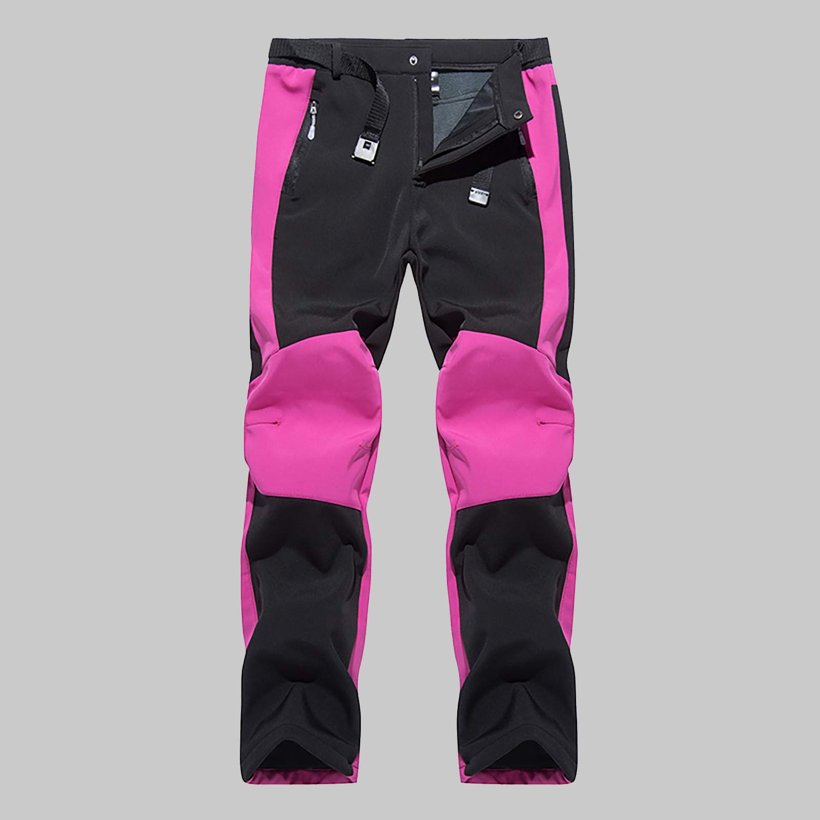 Pantalon imperméable doublé en polaire pour femme – Pantalon de randonnée avec poches zippées pour l'hiver et la marche – Pantalon de ski chaud respirant pour l'extérieur, l'escalade, la marche