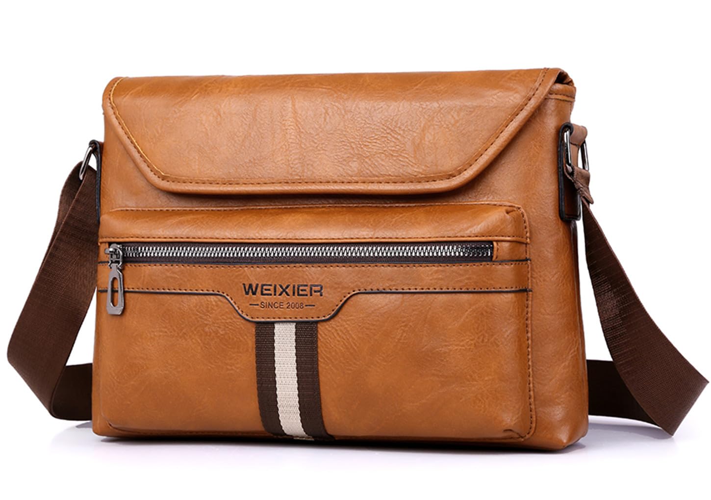 Zipper Buckle Leather Messenger Bag Crossbody Shoulder Bag Vintage Handle Bags