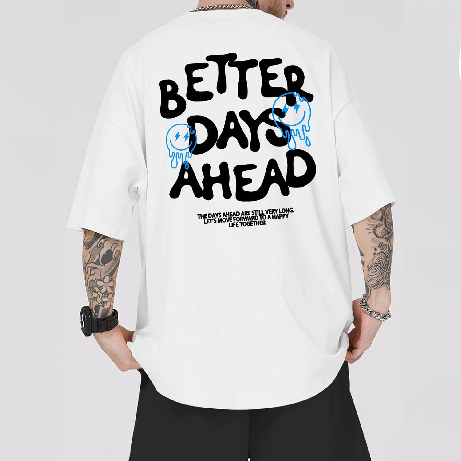 Mens Funny Graphic T-Shirts Oversized Inspirational Positive Saying Shirt Vintage Printed Tees Casual Streetwear Tops - Image 3