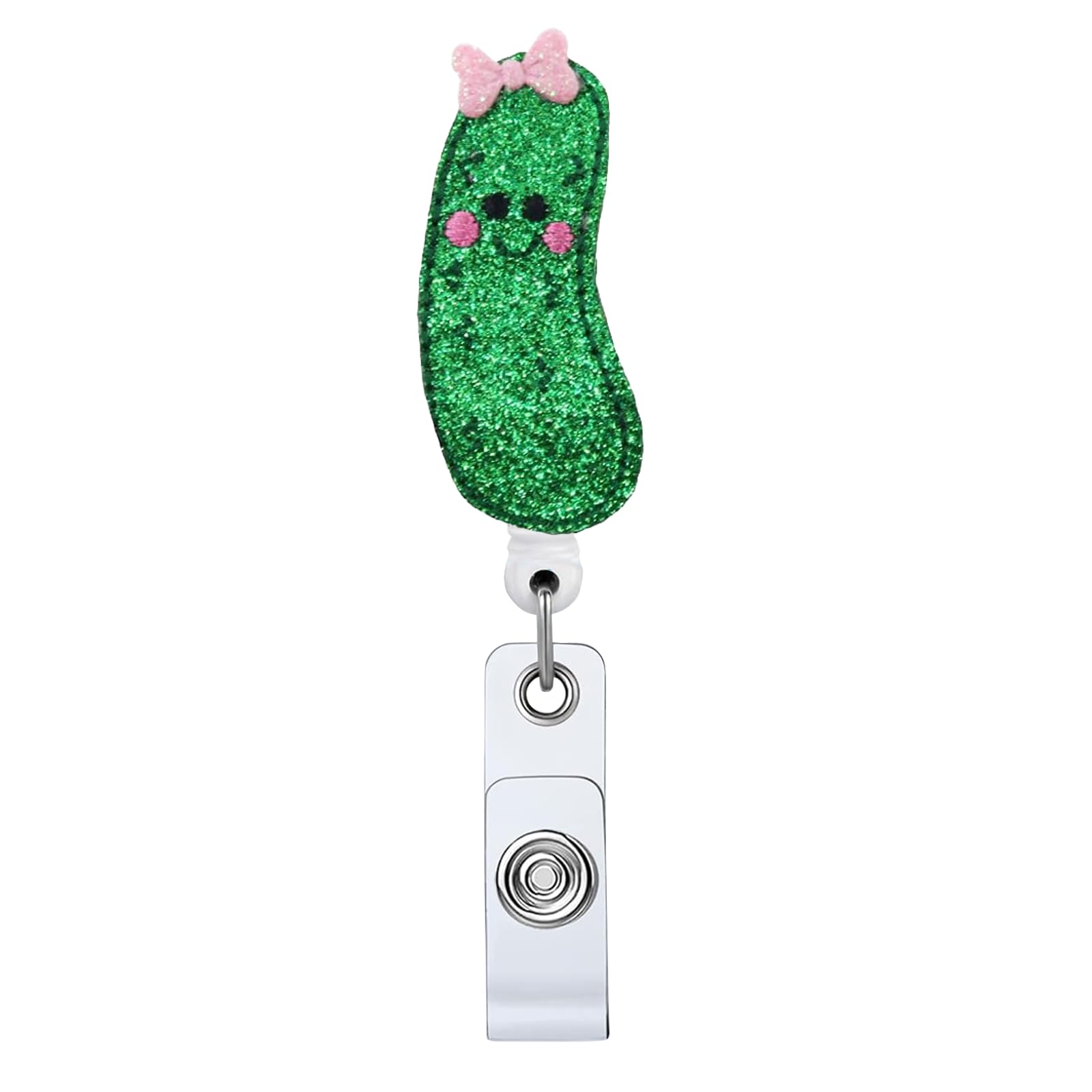 Funny Cucumber Retractable Badge Reel with ID Clip Name Tag Card Gift for Nurses Office Worker Medical Student Alligator Clip