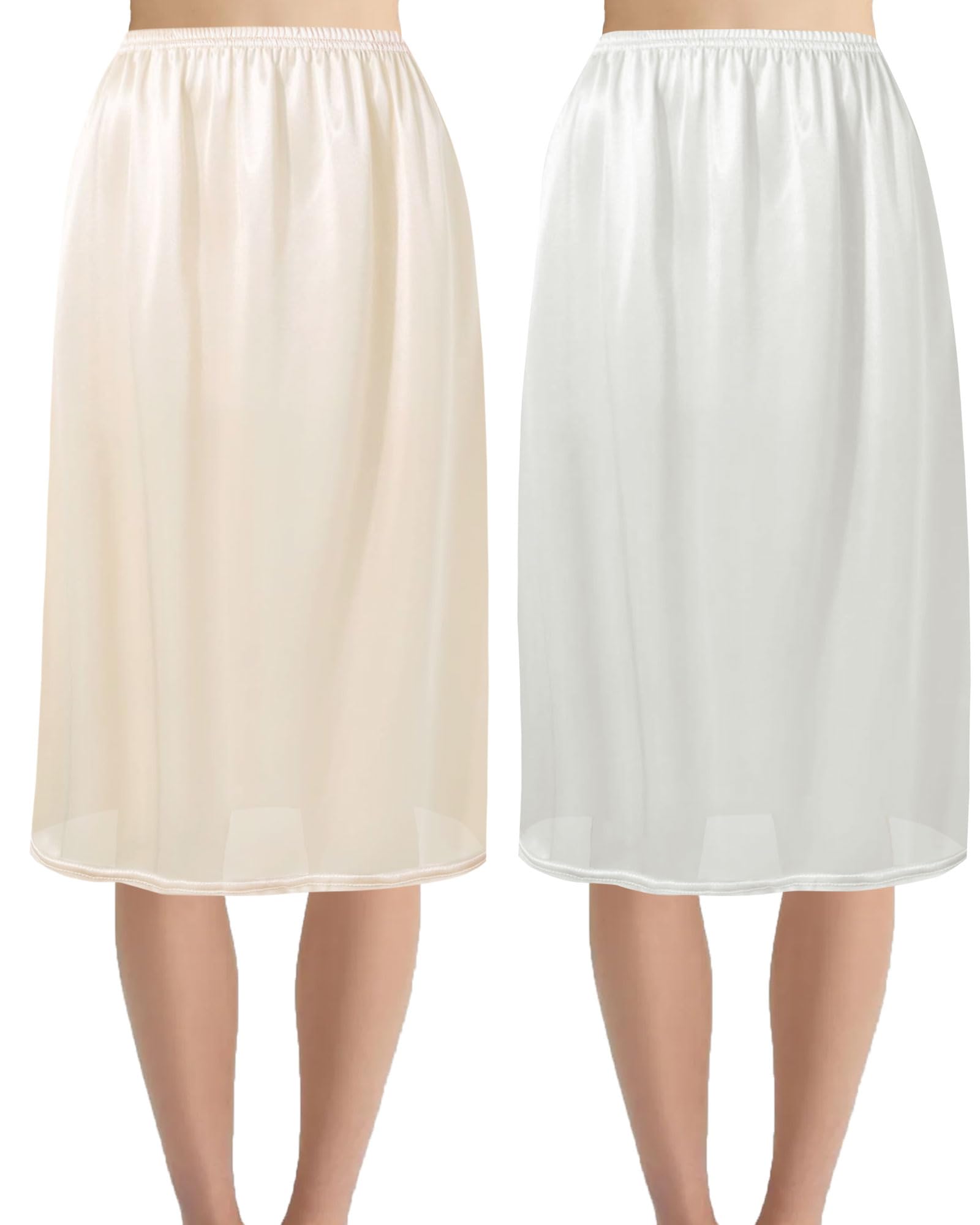 Hanpceirs 2 Stück Damen Petticoat Unterröcke für Damen halbe Slips für unter Kleider Satin Rock Extenders