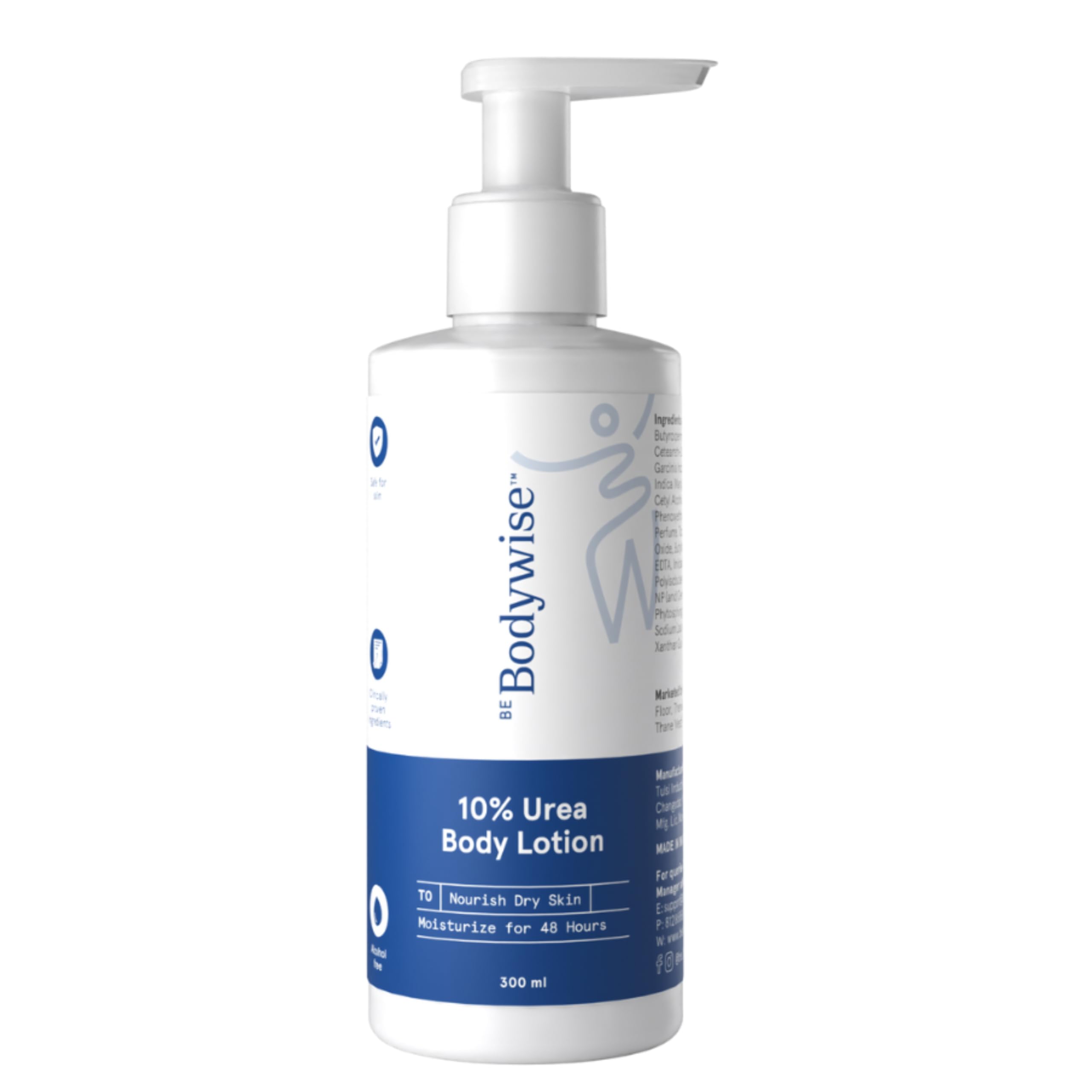 Be Bodywise10% Urea Body Lotion 300ml | 48 Hour Dry Skin Relief | For Very Dry & Flaky Skin | With Ceramides, Kokum & Mango Seed Butter | Non-Greasy & Lightweight Formula