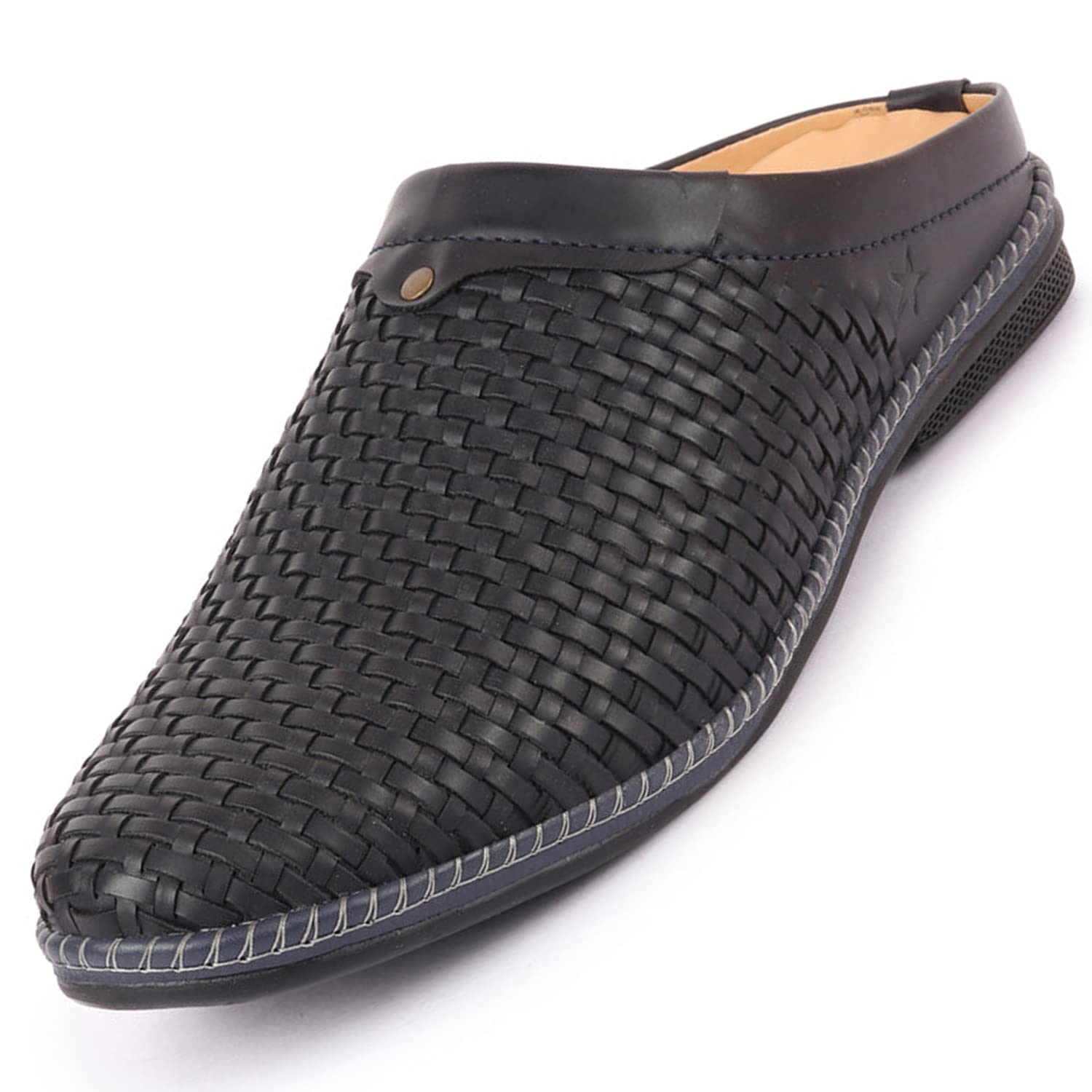 FAUSTO FST KI-8825E NAVY-41 Mens Navy Blue Back Open Knit Stitched Ethnic Casual Mules (7 UK) (B0B4NS2ZY5) Amazon Price History, Amazon Price Tracker
