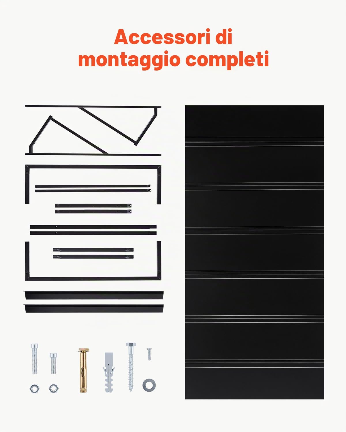VEVOR Pensilina per Finestra Porta da 2032 x 910 mm Tettoia per Porta Ingresso, Acciaio Verniciato a Polvere Antiruggine, Pensilina per Patio Esterno, per Protezione da Pioggia, Neve e Luce Solare