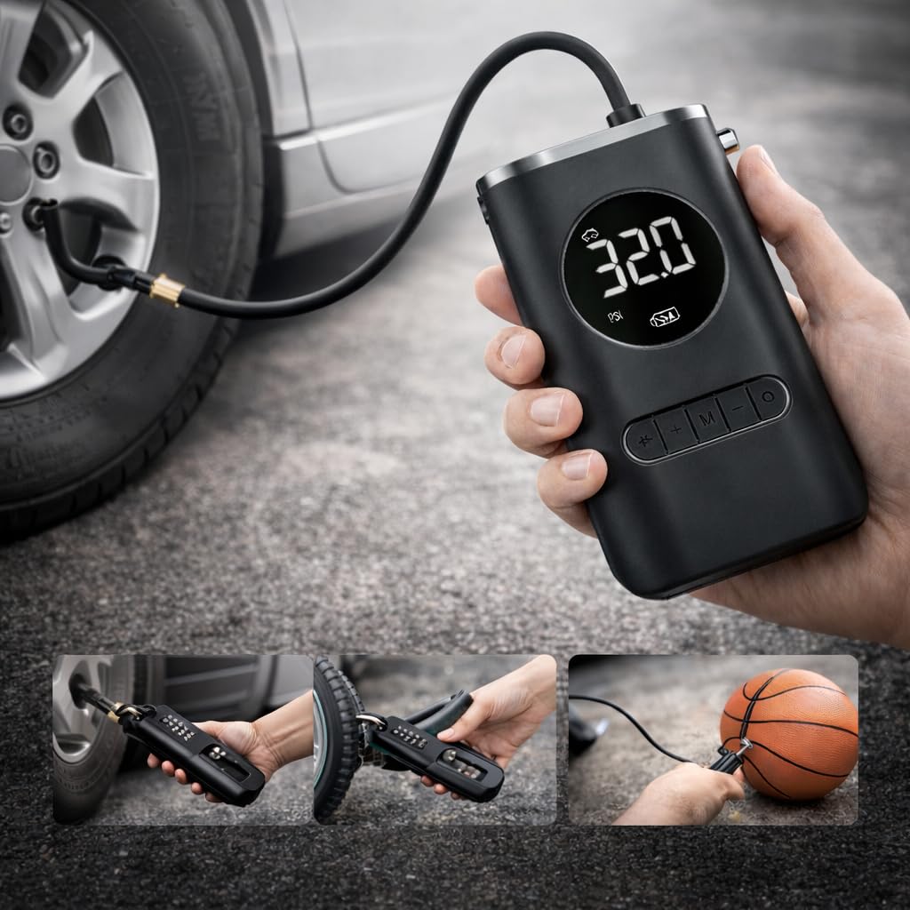 Calibrador Compressor Bomba de Ar Portátil Recarregável Digital Mini Compressor Elétrico