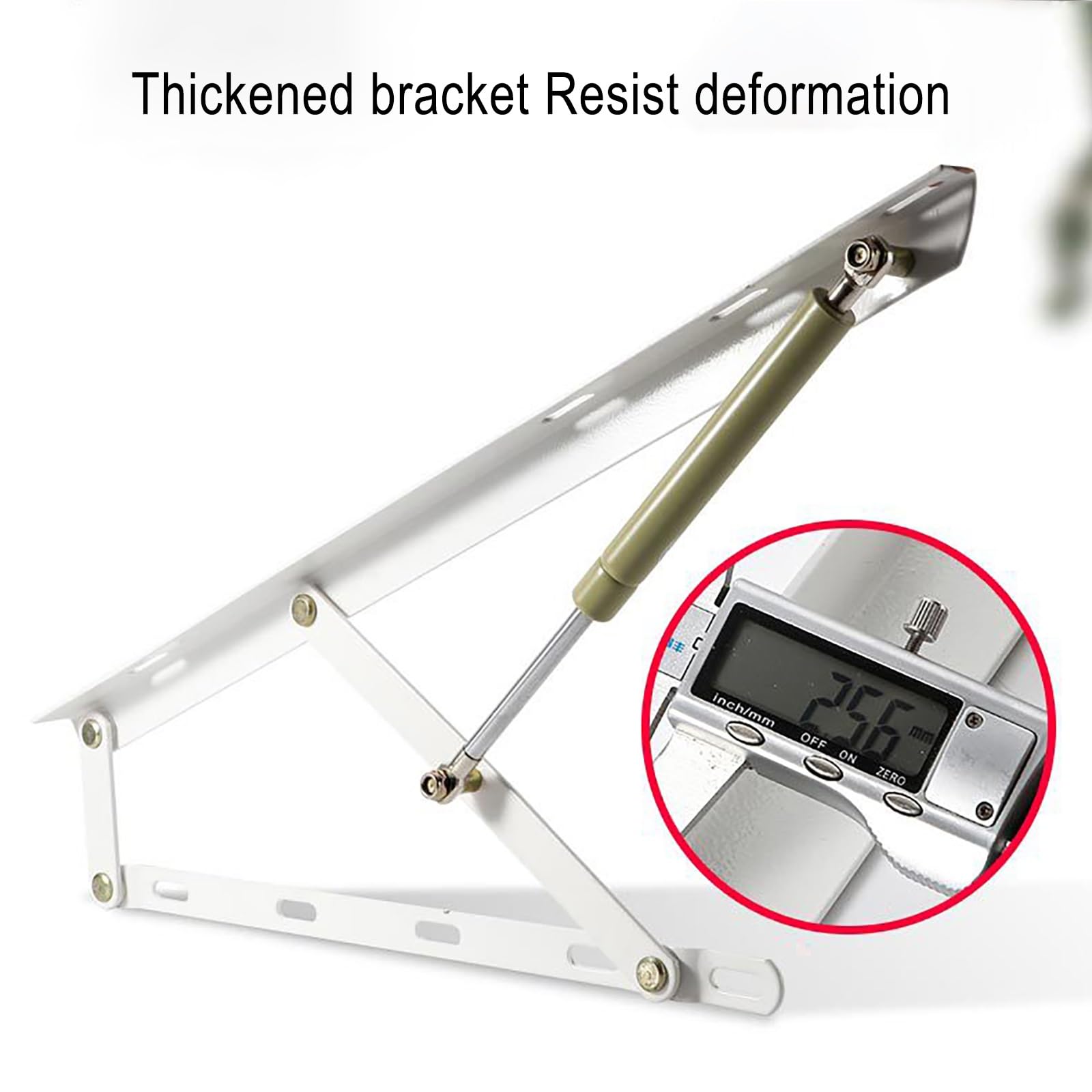 Mecanismo de Elevación de Cama Plegable, Puntal de Gas Resistente de 60/80/90/100/110/120/150 cm, Soporte de Tapa con Resorte de Gas de Seguridad, Varilla Hidráulica con Amortiguador(Blanco,60cm/23.6i