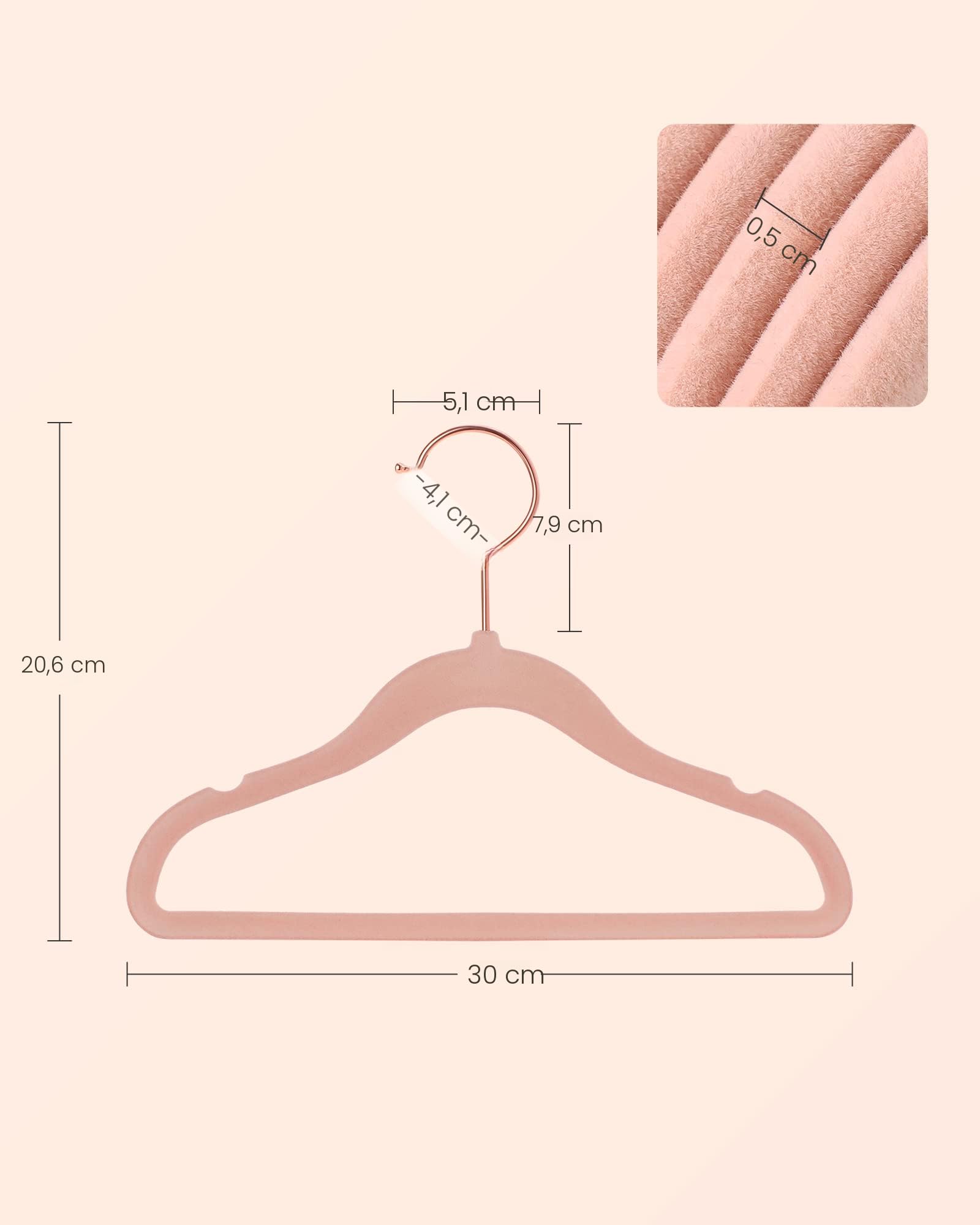 MAG Cintres Antidérapants 20 Pcs Rose Velours 7686514388280