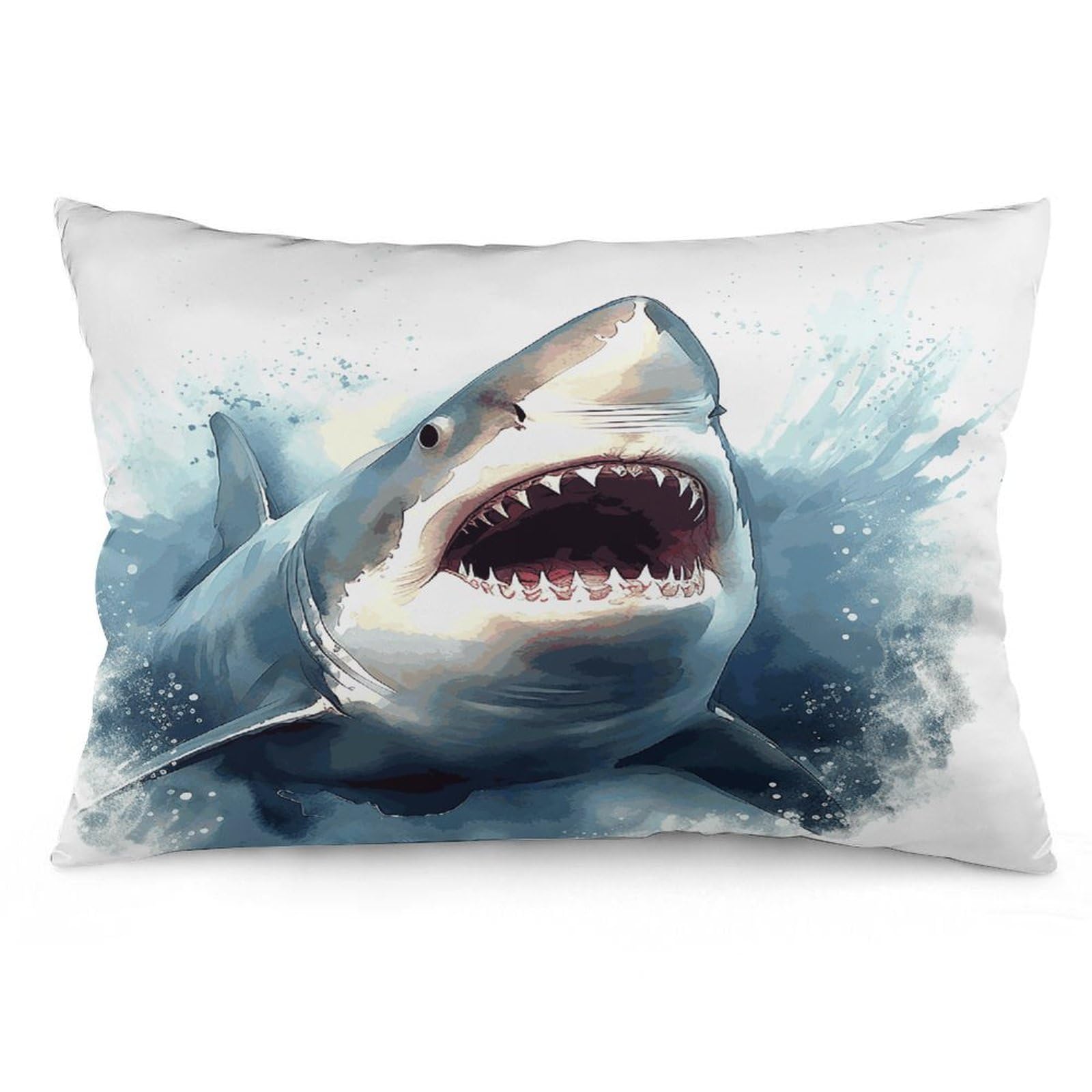 Wsoihfec Style Shark In The Sea Throw Pillow Covers Decorative, Pillow Cases Soft Plush, Modern Farmhouse Boho Cushion Cover For Bed Couch Sofa Living Room Spring Decor12 X20