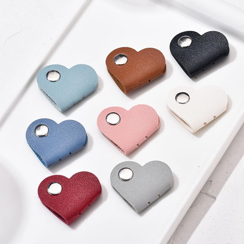 9 Pezzi Organizer Per Cavi A Forma Di Cuore – In Pelle PU, Portatili, Riutilizzabili, Per Cavi USB, Cuffie E Dati, Colorati - 5