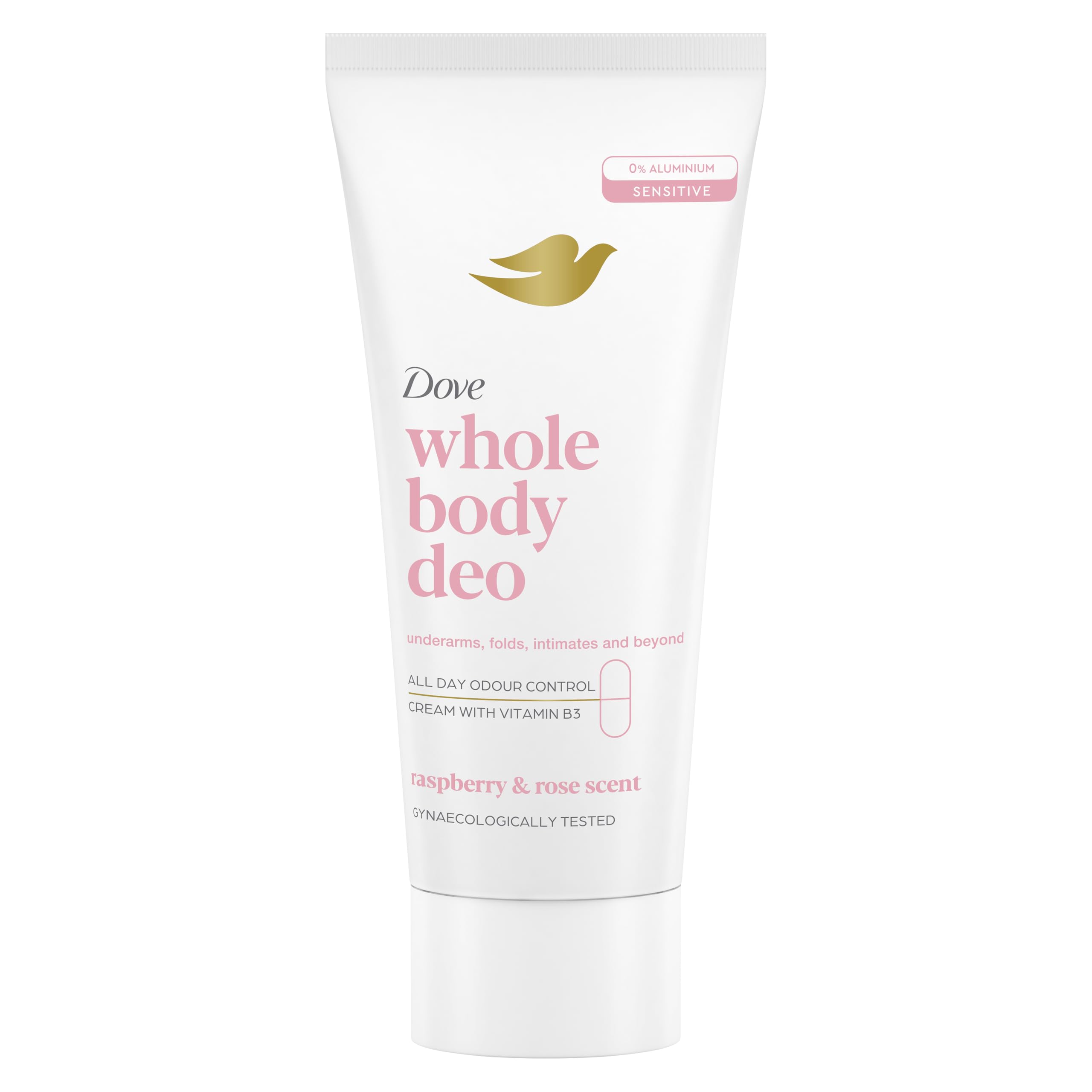 Dove Raspberry & Rose Whole Body Deodorant Cream 0% aluminium deodorant with vitamin B3 for all-day odour control 75 ml