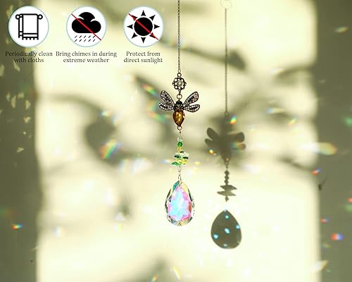 Miniatura 2 de Atrapasoles de cristal con diamantes de imitación de abeja, coloridos prismas de decoración de diamantes para ventanas, pared, hogar, boda