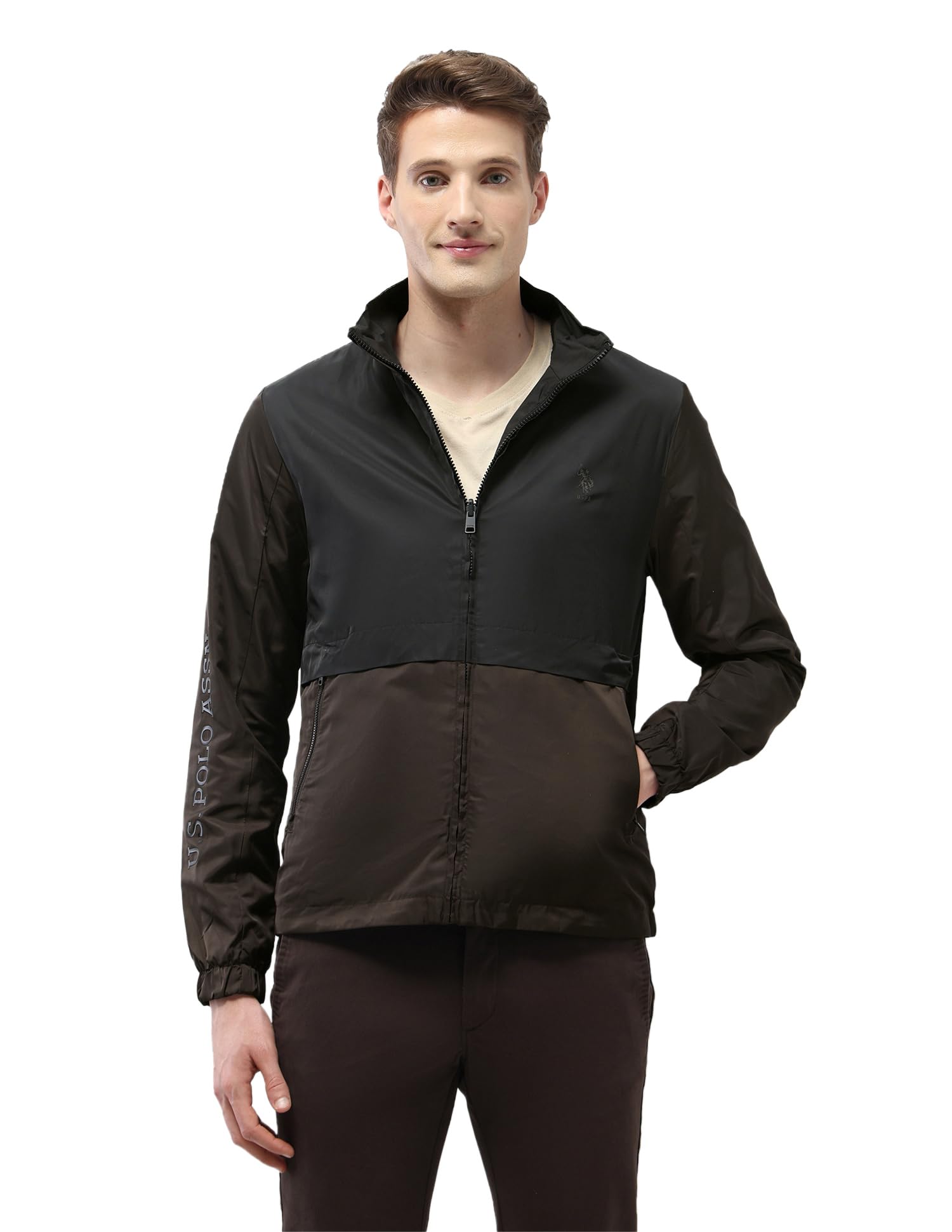 u.s. polo assn. U.S.Polo Association Men'S Reversible Colour Blocked Jacket-picture-25