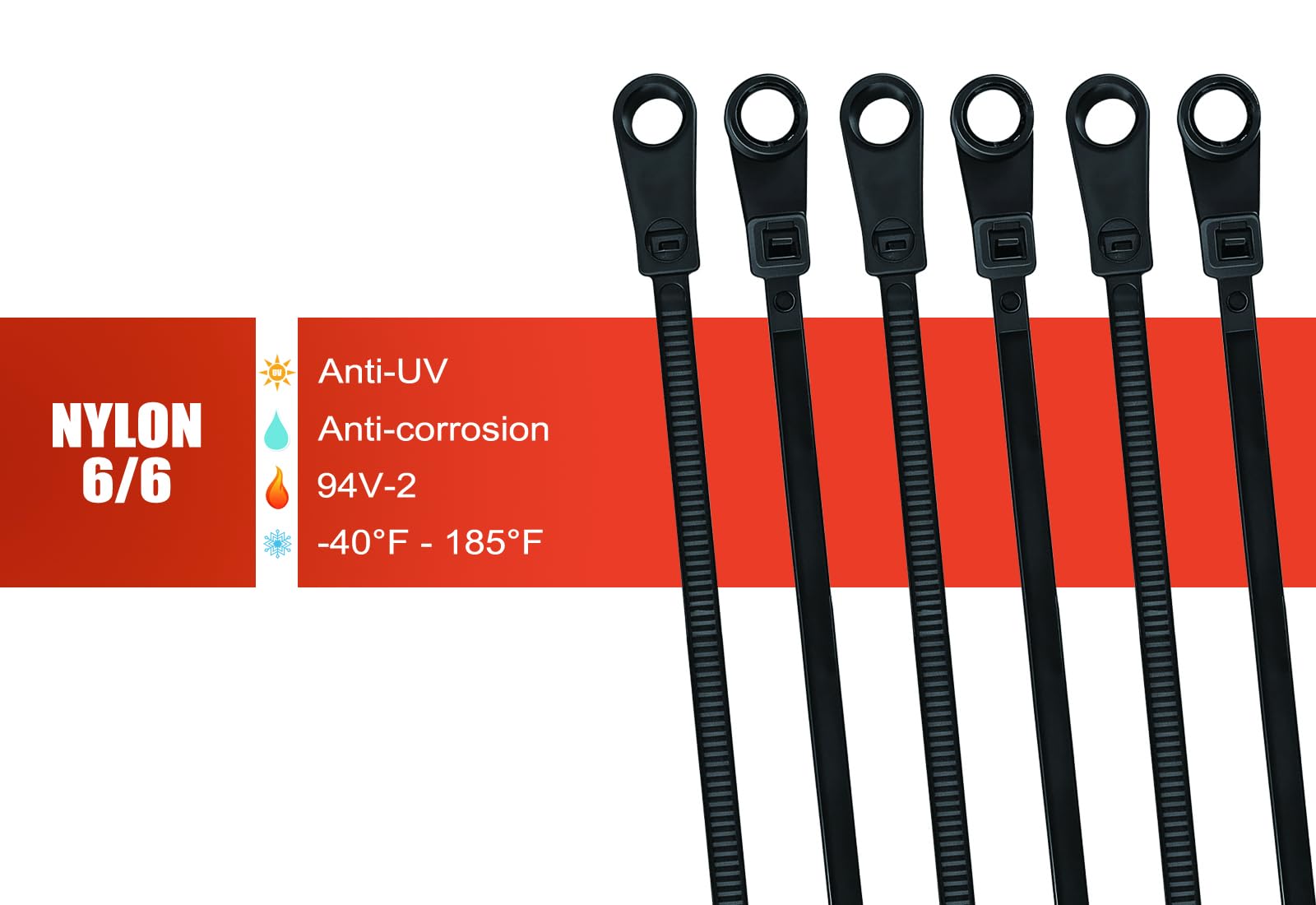 300 bridas resistentes de 12 pulgadas con agujero para tornillo, bridas de montaje de cremallera, bridas de cable de 75 libras para organizar cables y cables, bridas de montaje con tornillo para pared
