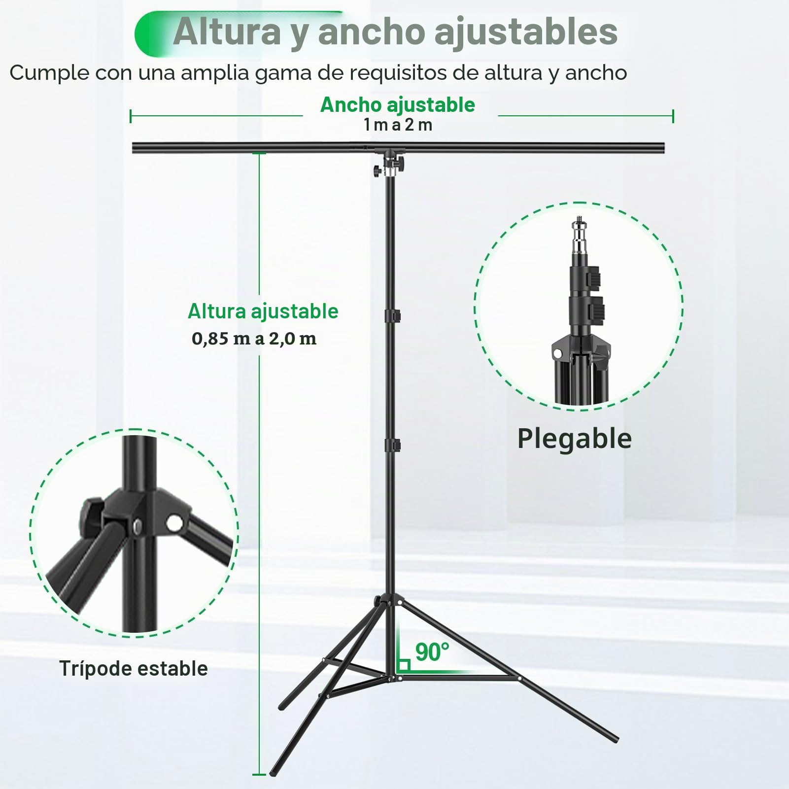 EMART Green Screen con Soporte 2x2m y Soporte con Pantalla Verde de 1,5x2m | Estudios de Fotografía y Vídeo, Vídeos de Televisión, Streaming de Videojuegos
