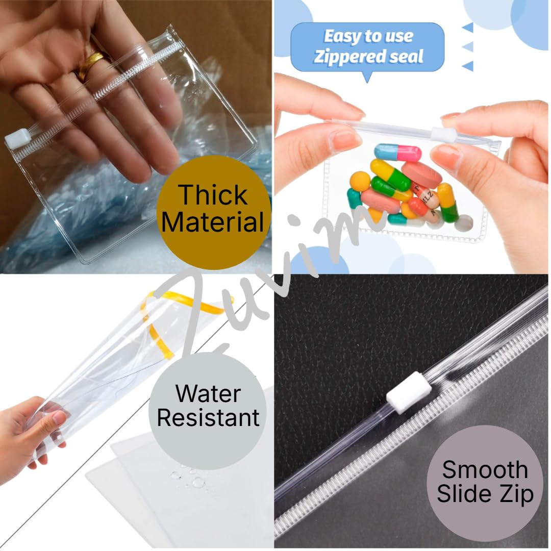 Zuvim Multipurpose Transparent Storage Pouch, 25 Pack, 6x8 Inches, Transparent PVC, Zipper Closure, Jewelry, Makeup, Travel Accessories, Stationery, Personal Care Products 4