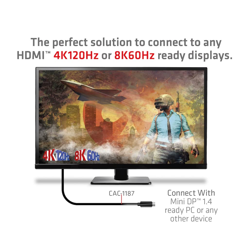 Club 3D CAC-1187 MiniDisplayPort ™ 1.4 na HDMI™ 4K120Hz lub 8K60Hz HDR10+ kabel 1,8 m szt./szt.