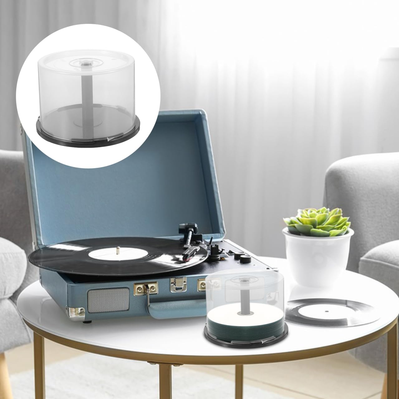 jojofuny Scatola per CD/DVD, 4 pezzi, capacità 50 dischi, contenitore vuoto per DVD, contenitori trasparenti in plastica con mandrino nero