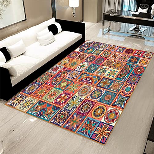 Xiaosua Tapis Ados Rouge Tapis Salon À Carreaux Rouge Tapis À Motifs Rétro Géométriques Chambre À Coucher Lavable Décoration Terrasse Exterieur 80X160Cm Terrasse Exterieur 2Ft 7.5''X5Ft 3''