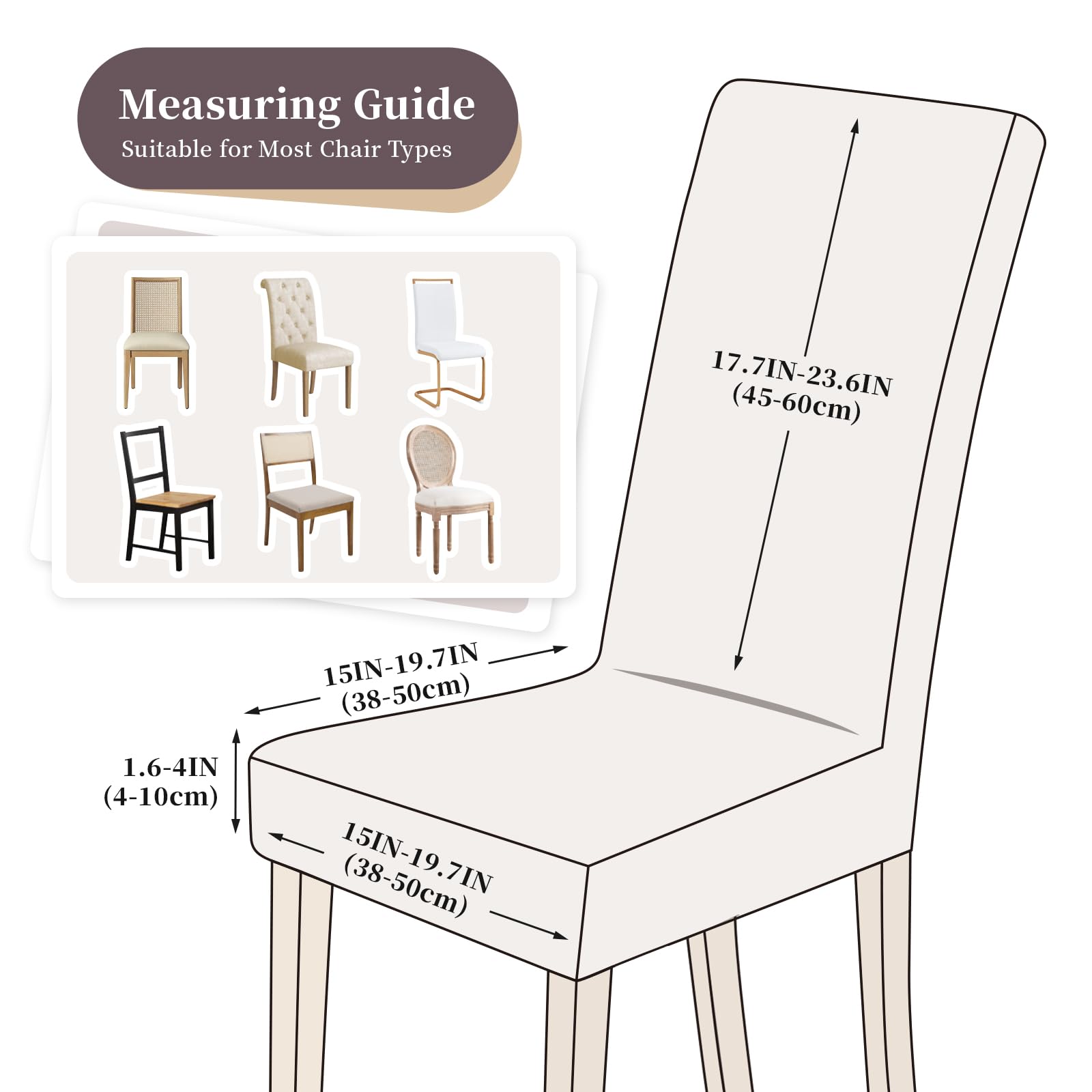 Housse de Chaise Universelle 4PCS Protection de Chaise Extensible Moderne Blanc pour Salle à Manger