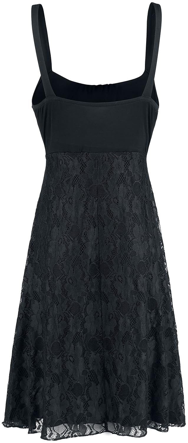 EMP Mujer Vestido Negro Falda de Encaje