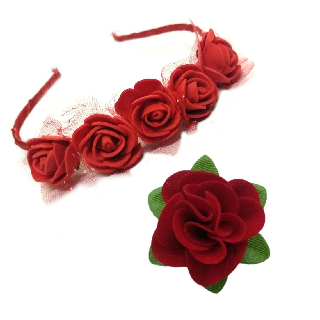 GuruEmbellish Pack of Red Rose Hair Band/Tiara Designed and Fabric Red Rose Flower Hair Clip | Hair Accessories for Girls/Women, Hair Accessories For Women and Girls (B096RWWQP1) Amazon Price History, Amazon Price Tracker
