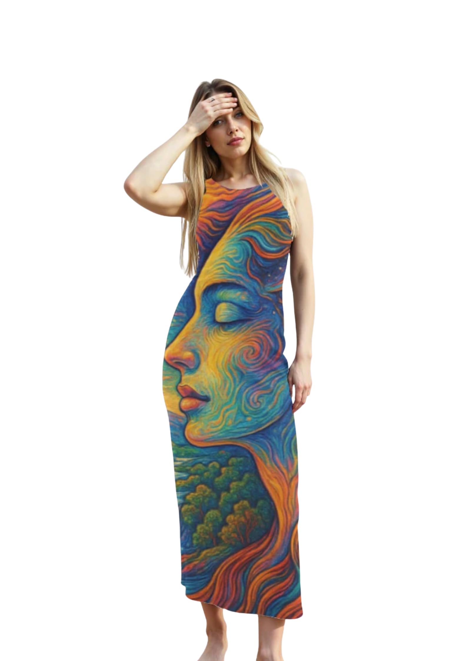 The Funkydelic Store Women's Nature God Bodycon Dress | All-Over Printed Stretch Silhouette | 220 GSM Poly-Spandex | Casual, Festival-image-46