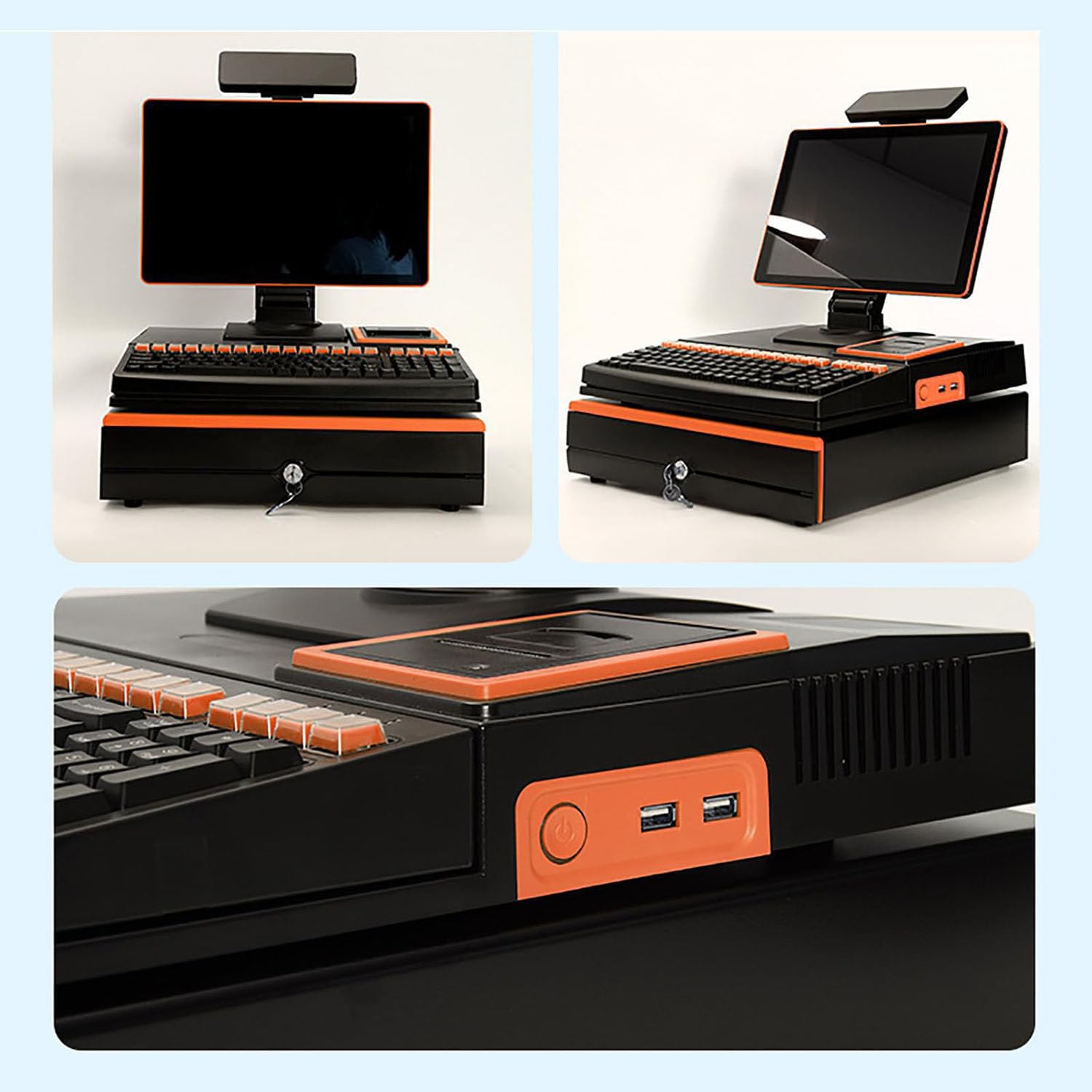 Caja registradora, Sistema TPV electrónico, Impresora térmica de Carga rápida, con cajón para pequeñas Empresas, restaurantes, Venta minorista, Doble Pantalla.
