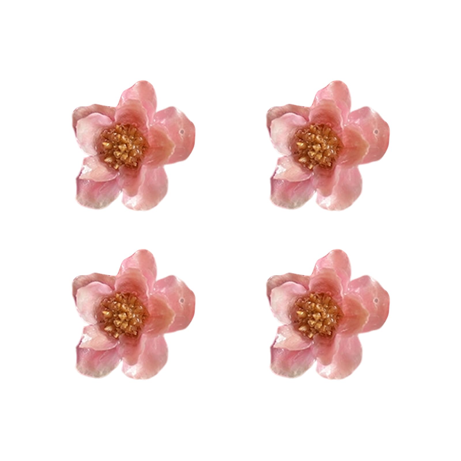 Shntig 1Sakura Powder 4Pcs Plastomer Simulation Dried Flower For Jewelry Accessories Earrings Bracelets Decoration Colorful Plastomer Dried Pressed Flower For Resin Molds Blossomy Charm Beads