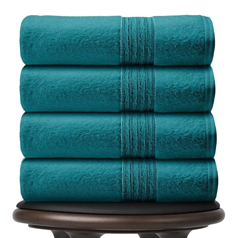 GC GAVENO CAVAILIA Teal Bath Sheets Set of 4, Hotel Quality 450 GSM Towels, Quick Dry Egyptian Cotton Towel 80 x 140 cm, 4Pk Bath Sheets Extra Large For Bathroom — image 1