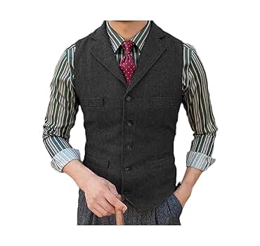 Amazon.com: Mnjyihy Men Suit Vest Burgundy Herringbone Tweed