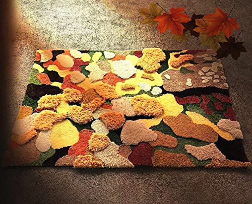 Colorful Moss Rug for Living Room 3D Shag Moss Area Rugs for Home Decor Non Slip Washable Kids Play Rug Bedroom Carpet 78.7''x55''