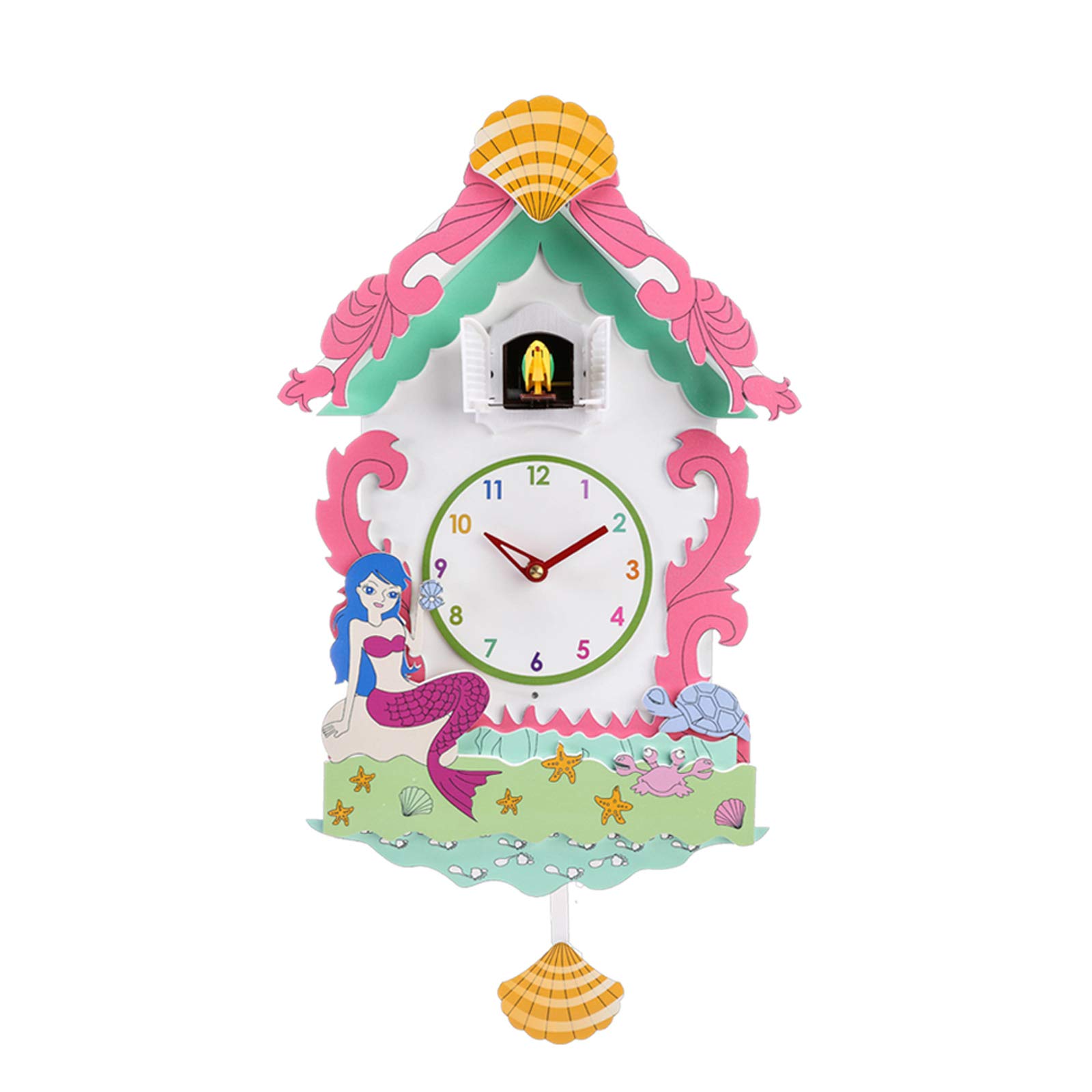Cuckoo Clock, Garden Cottage Wall Sound Cuckoo Clock, Cuckoo Wall Clock, Cute Bird Home Decoration Simple Natural Design,B